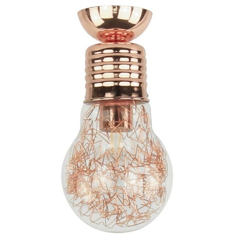 foto del prodotto lampada a soffitto bulb, metallo, vetro, rame, 14,5x14,5x29 cm
