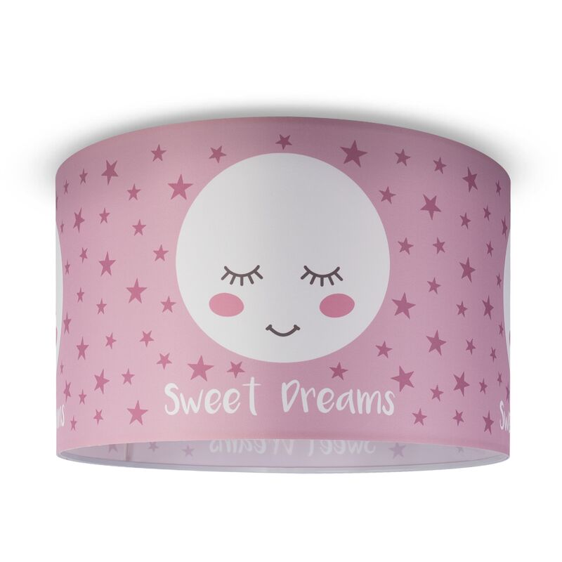 foto del prodotto lampada a soffitto cameretta dei bambini sospensione paralume tessuto rotonda stelle design 2 45,5 cm , plafoniera bianca paco home