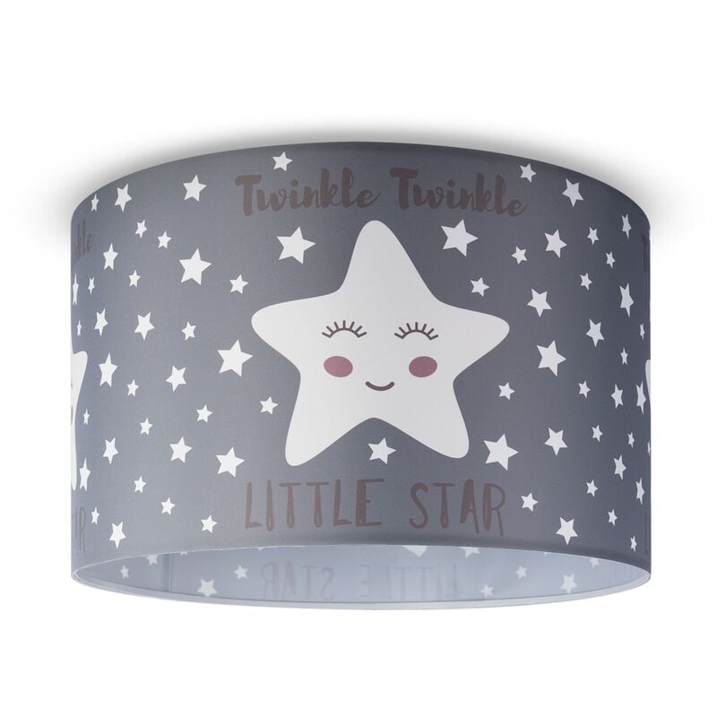 foto del prodotto lampada a soffitto cameretta dei bambini sospensione paralume tessuto rotonda stelle design 3 ( 45,5 cm), plafoniera - bianca - paco home