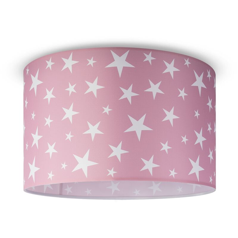 foto del prodotto lampada a soffitto cameretta dei bambini sospensione paralume tessuto rotonda stelle design 7 45,5 cm , plafoniera - bianca - paco home
