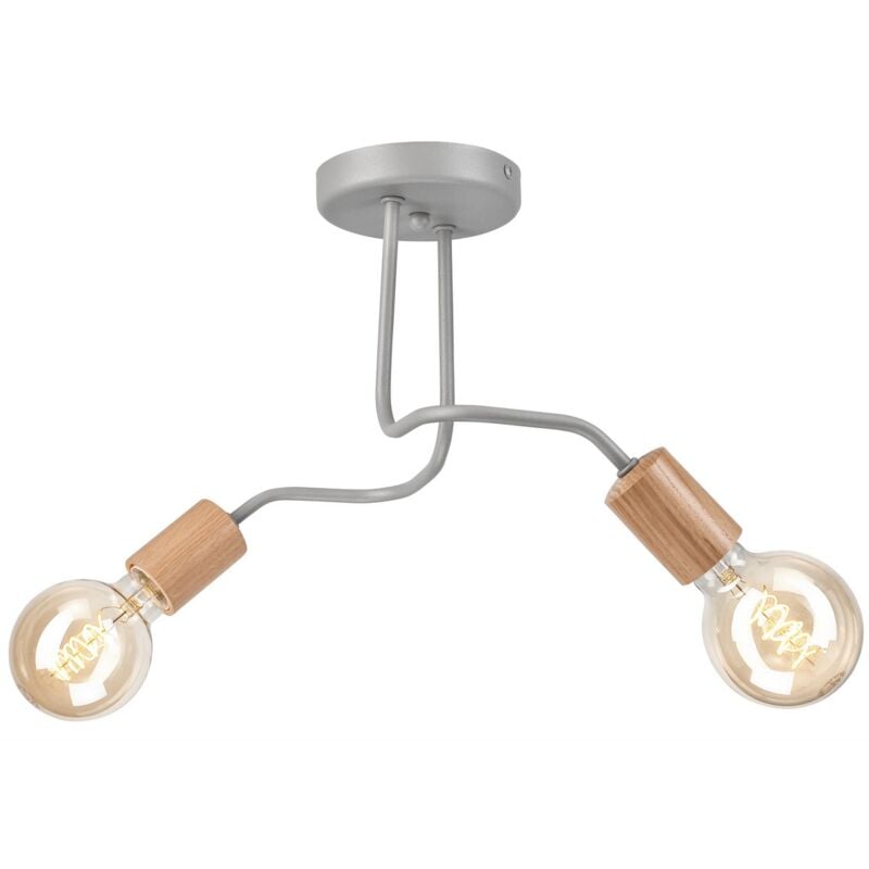 foto del prodotto lampada a soffitto conor, metallo, legno, argento, marrone, 26x45x45 cm