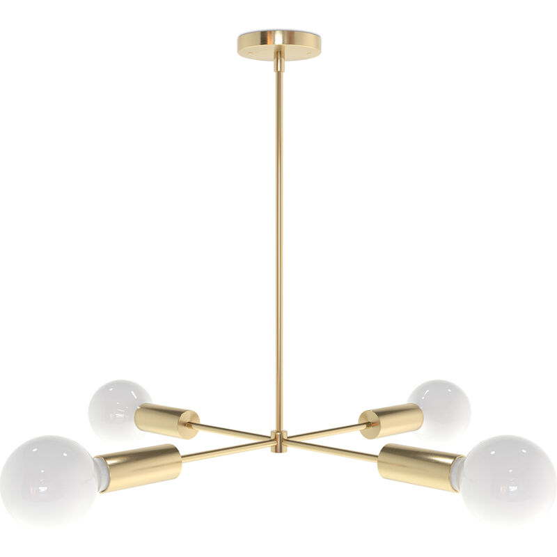 foto del prodotto lampada a soffitto dorata lampada a sospensione 4 bracci retan oro