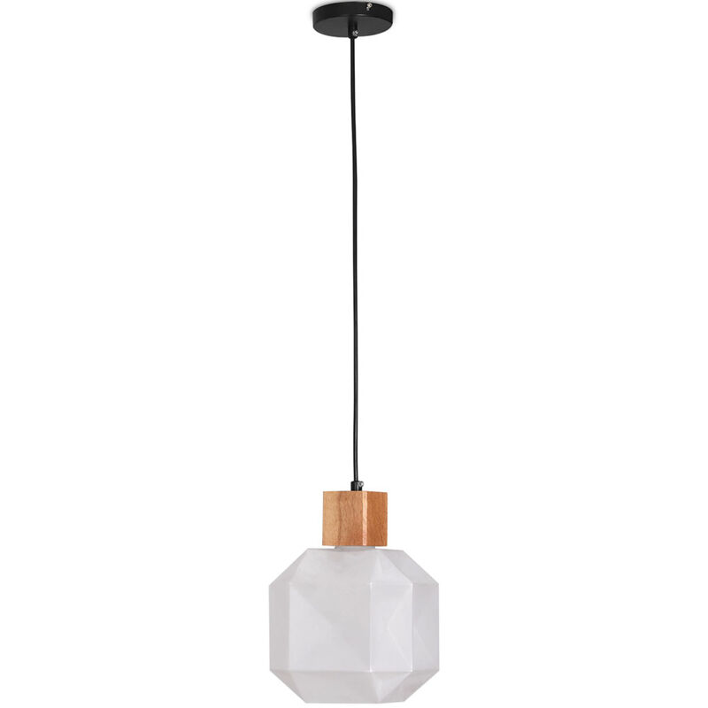 foto del prodotto lampada a soffitto in legno e vetro lampada a sospensione bumba bianco