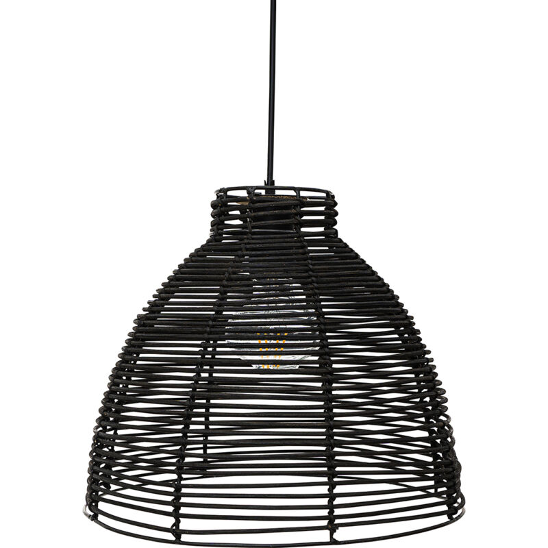 foto del prodotto lampada a soffitto in rattan nero lampada a sospensione in stile boho bali gian nero