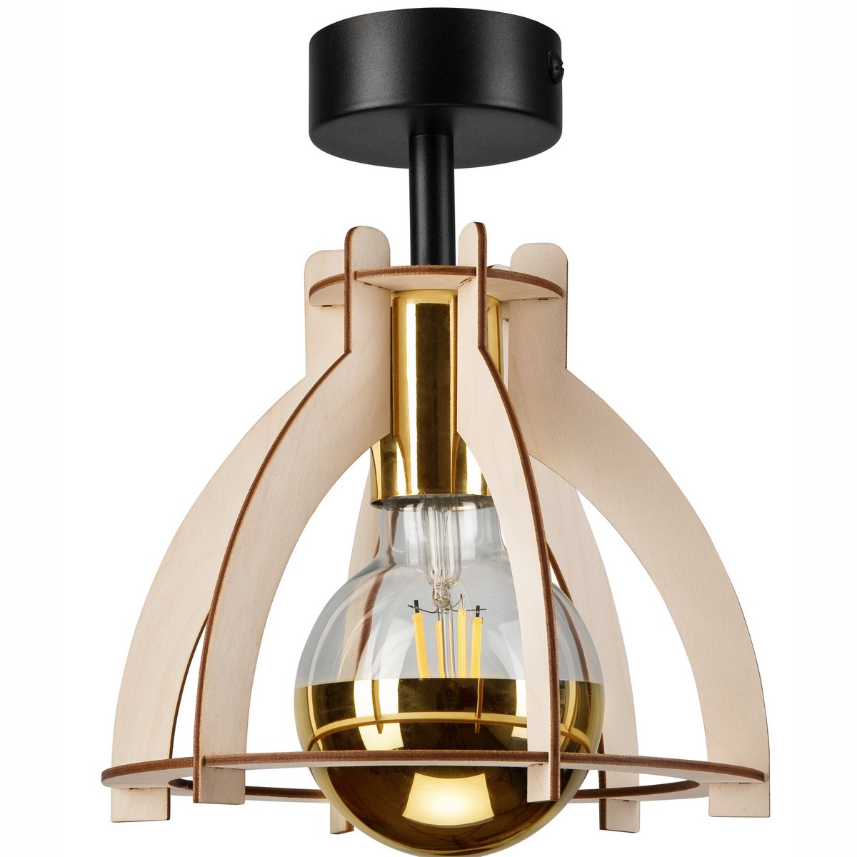 foto del prodotto lampada a soffitto lando, marrone, legno, 25x21x21 cm, epikasa