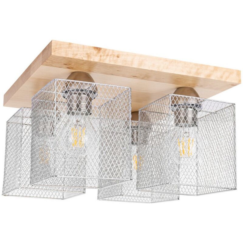 foto del prodotto lampada a soffitto mino, legno, metallo, marrone, argento, 34x34x21 cm