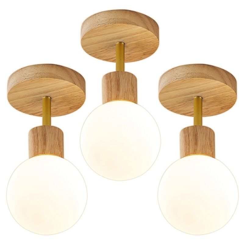 foto del prodotto lampada a soffitto moderno luce a soffitto interna semplice plafoniera da soffitto legno per camera scuola corridoio 3 pezzi