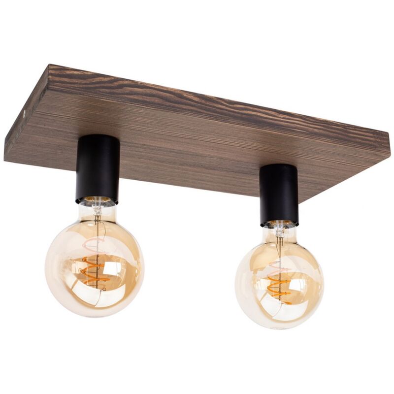 foto del prodotto lampada a soffitto nantes, legno, metallo, marrone, nero, 18x38x9,5 cm