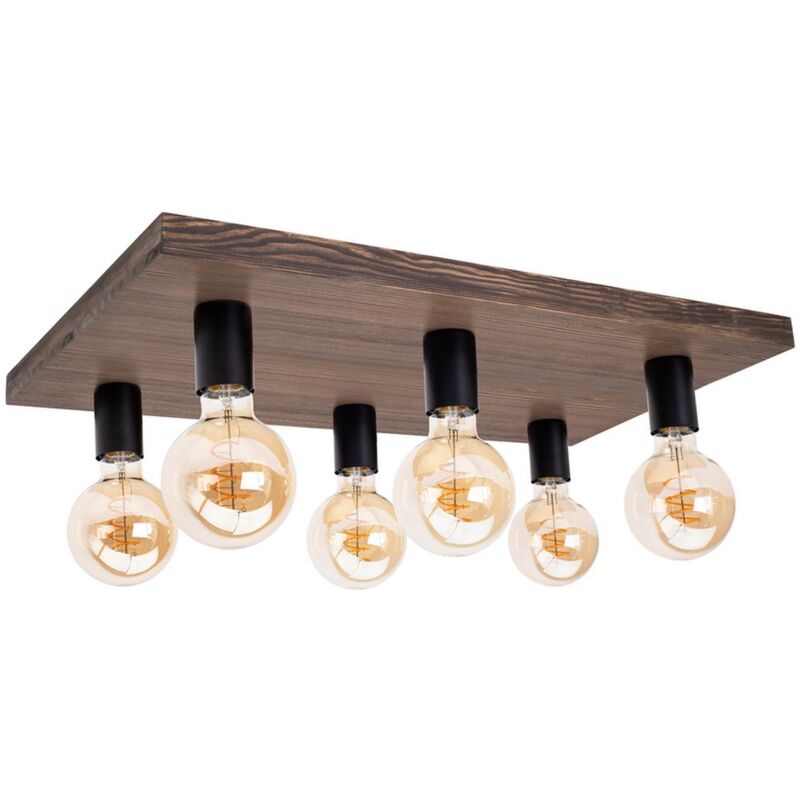 foto del prodotto lampada a soffitto nantes, legno, metallo, marrone, nero, 38x58x9,5 cm