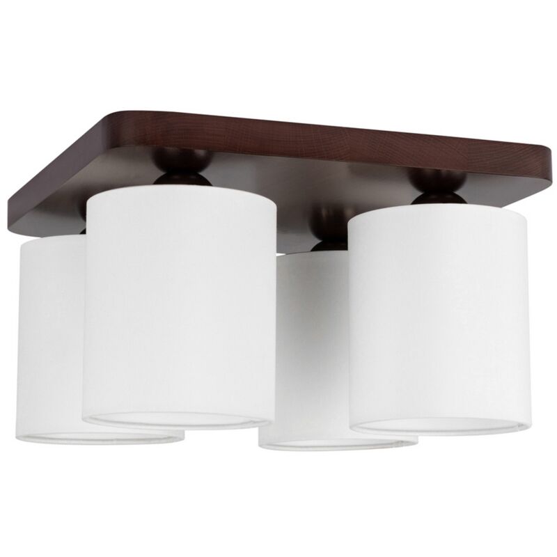 foto del prodotto lampada a soffitto odiel, legno, tessuto, marrone, bianco, 34x34x20 cm