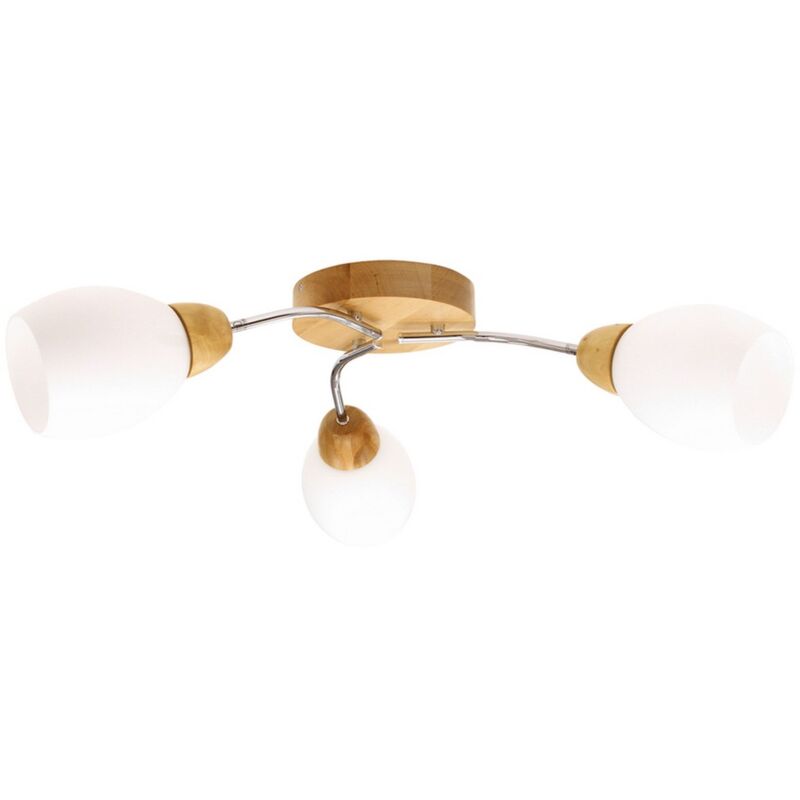foto del prodotto lampada a soffitto pallaresa, legno, vetro, marrone, bianco, 60x60x16 cm