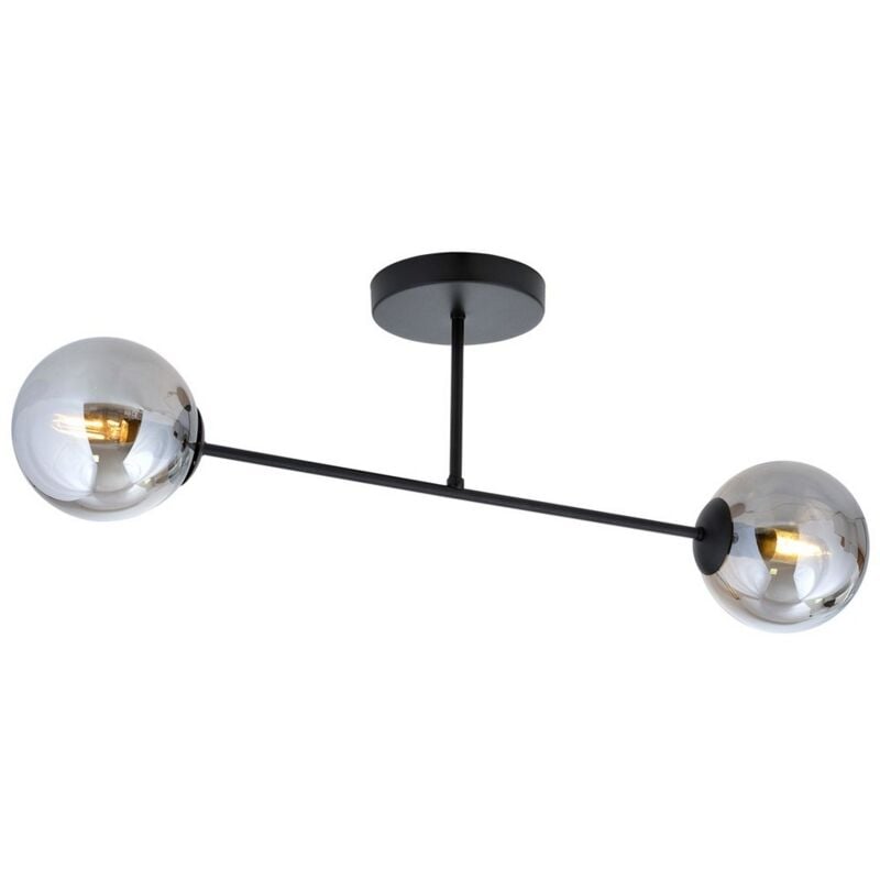 foto del prodotto lampada a soffitto roma, acciaio verniciato a polvere, vetro, nero, grigio, 55x23x14 cm