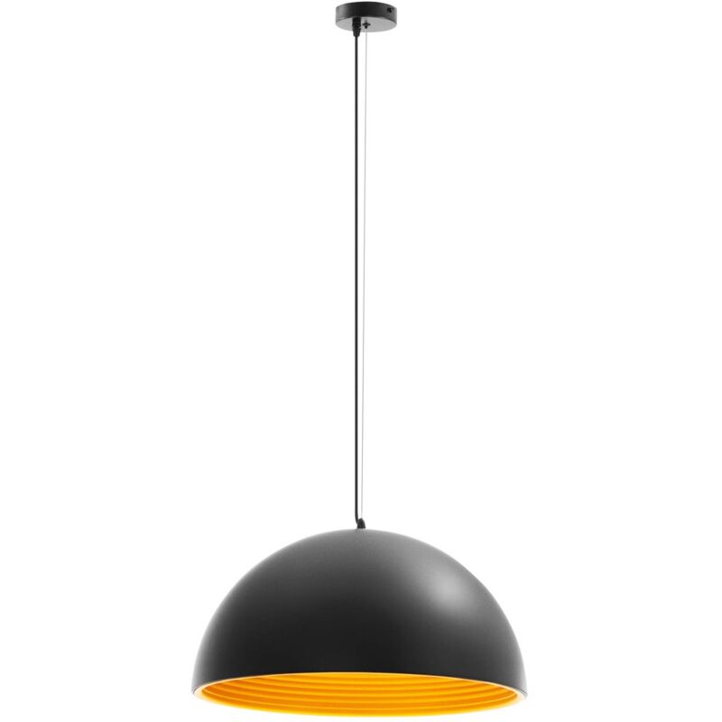 foto del prodotto lampada a sospensione 1 punto luce paralume con rivestimento dorato