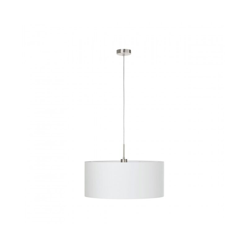 foto del prodotto lampada a sospensione 110 cm in metallo e tessuto bianco con altezza regolabile eglo pasteri