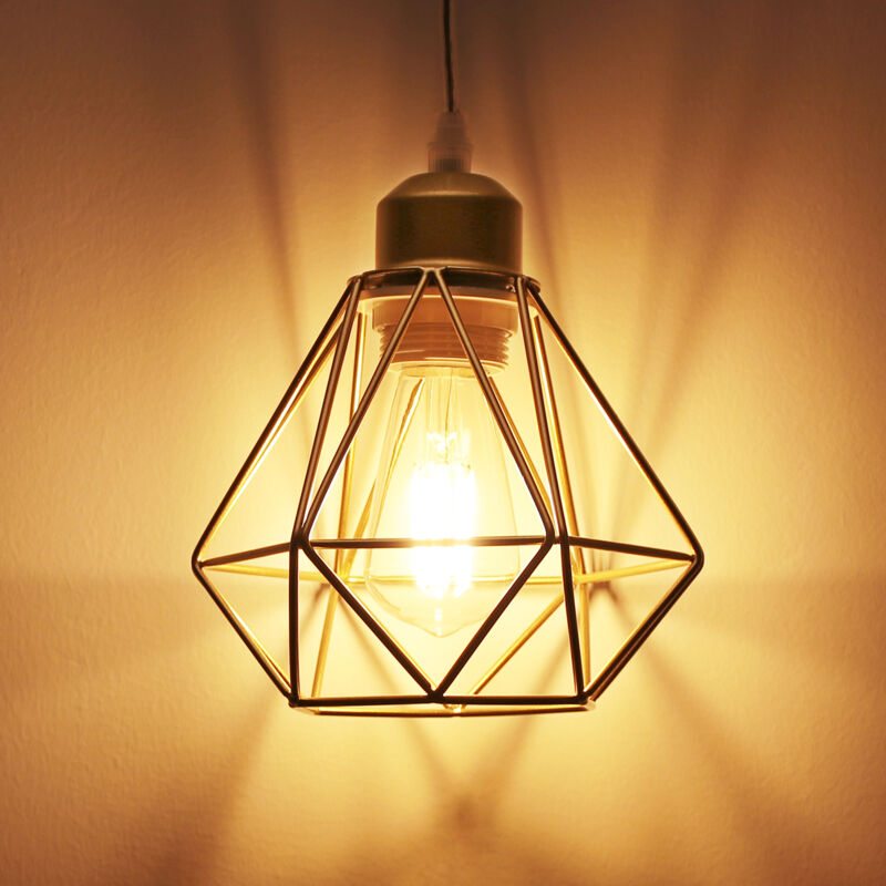 foto del prodotto lampada a sospensione, 16cm mini diamante plafoniera a sospensione con e27 attacco, illuminazione con gabbia per soggiorno sala da pranzo camera da