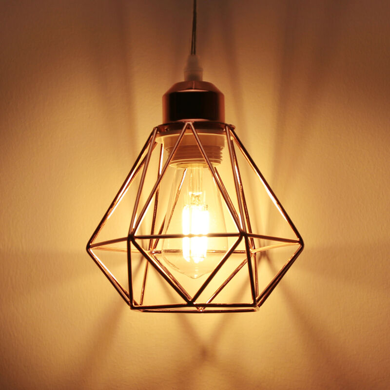 foto del prodotto lampada a sospensione, 16cm mini diamante plafoniera a sospensione con e27 attacco, illuminazione con gabbia per soggiorno sala da pranzo camera da