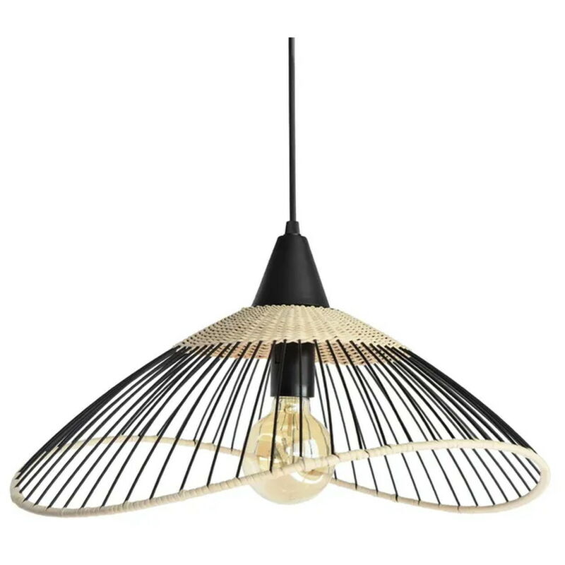 foto del prodotto lampada a sospensione 1x e27 rattan nero naturale kasteli, d.45 cm seynave