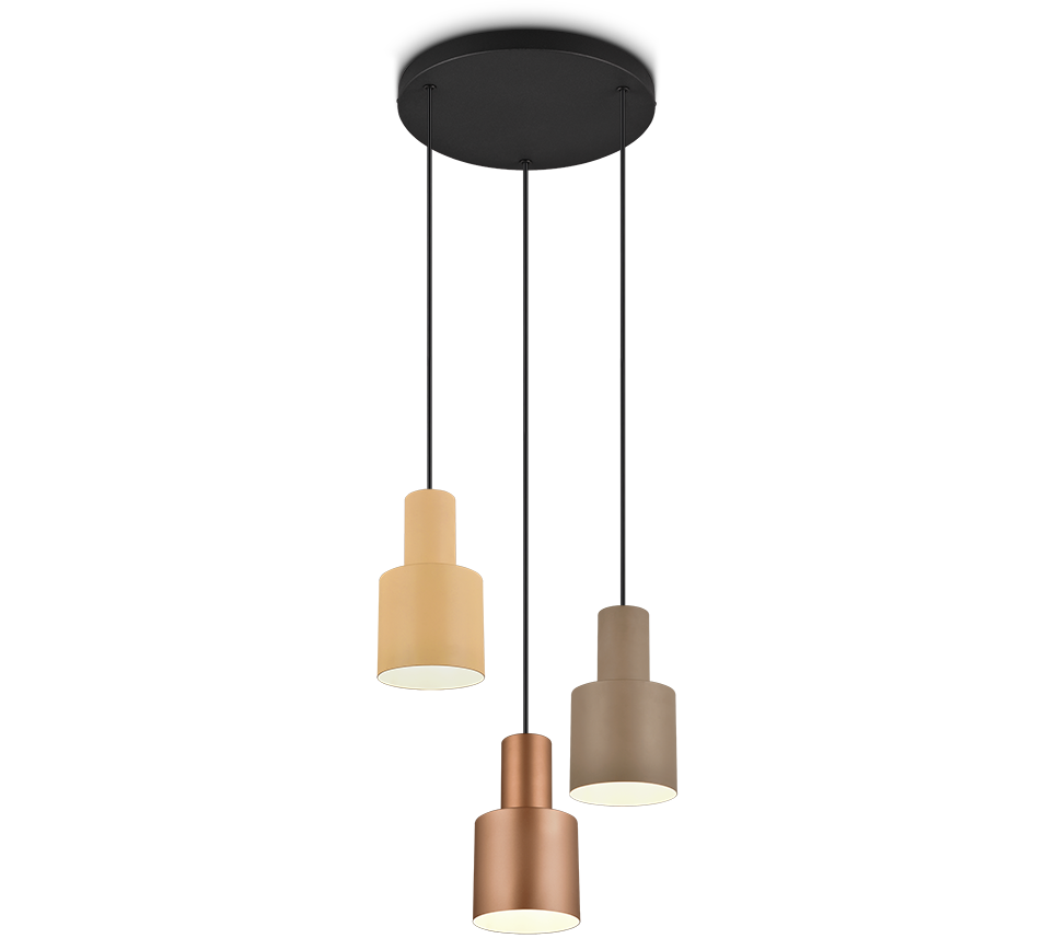 foto del prodotto lampada a sospensione 3 diffusori, metallo, multicolor, 37x150 cm, agudo