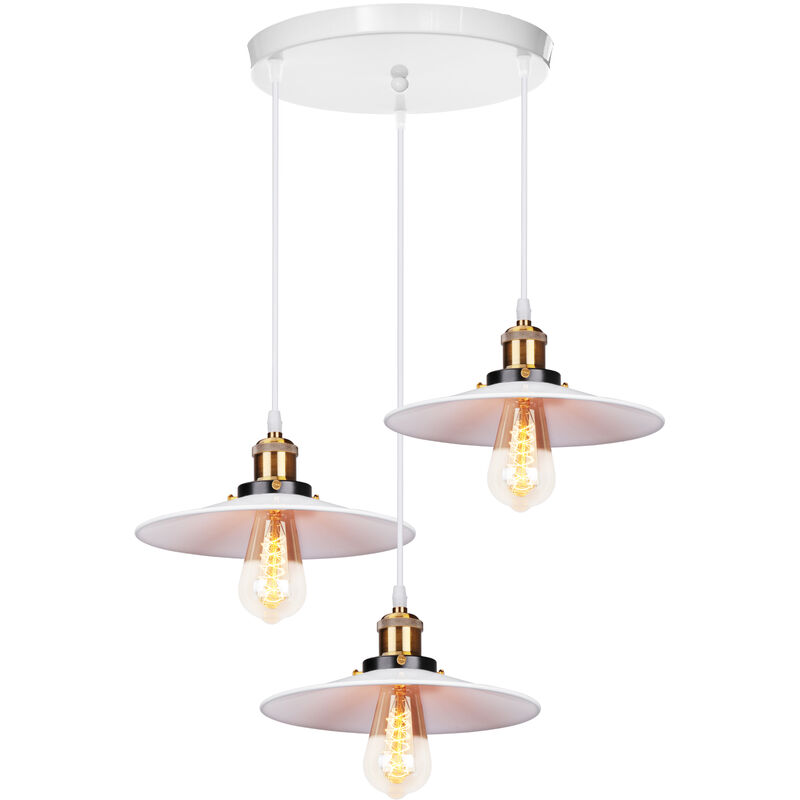 foto del prodotto lampada a sospensione, 3 luci vintage lampadario da soffitto con 22cm paralume in ferro, illuminazione in industriale stile edison e27 per cucina