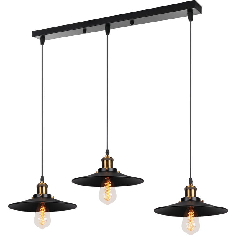 foto del prodotto lampada a sospensione, 3 luci vintage lampadario da soffitto con bronzo base edison e27, illuminazione con 22cm paralume per cucina isaland camera