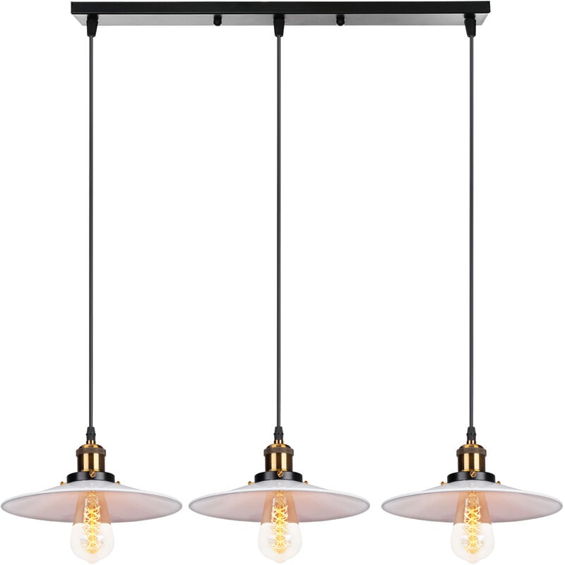 foto del prodotto lampada a sospensione, 3 luci vintage lampadario da soffitto con bronzo base edison e27, illuminazione con 22cm paralume per cucina isaland camera