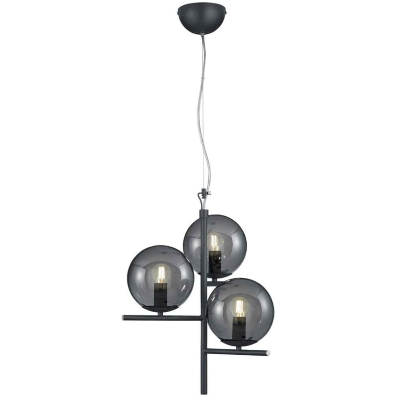 foto del prodotto lampada a sospensione 3 sfere, antracite e fum , d 40 cm, pure