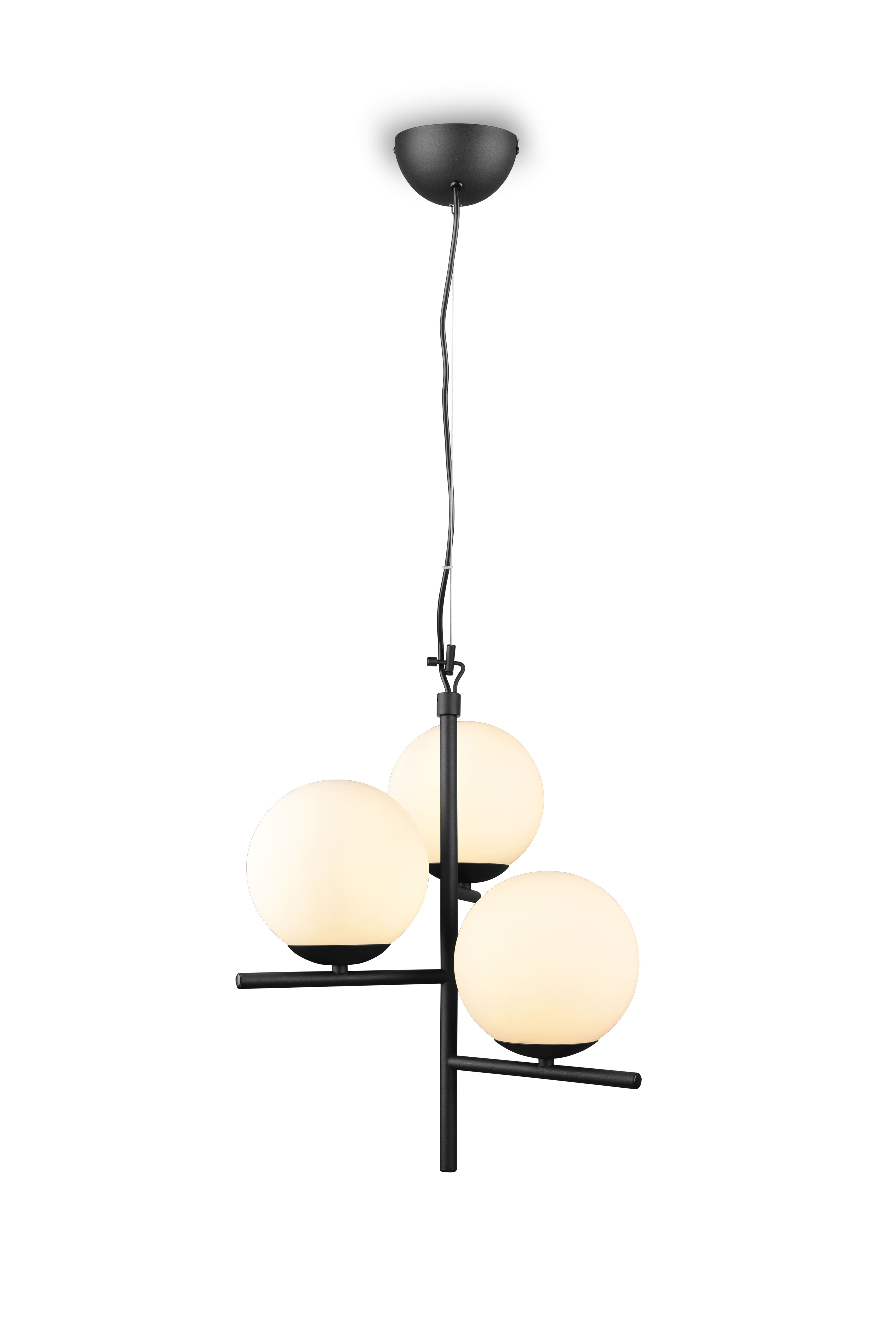 foto del prodotto lampada a sospensione 3 sfere, metallo, nero e bianco, d 40 cm, pure