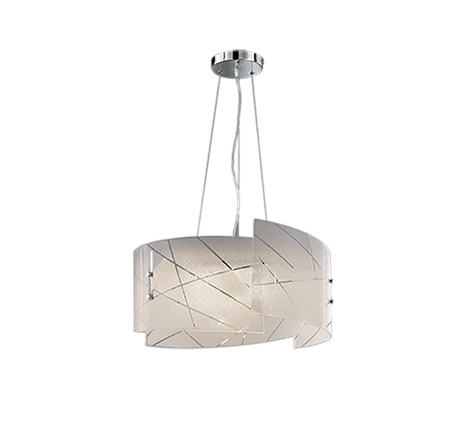 foto del prodotto lampada a sospensione 3 vetri, graniglia con righe, d 50 cm, sandrina