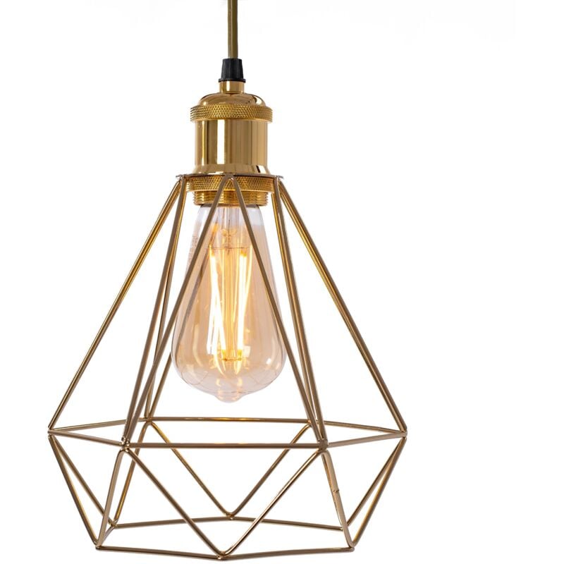 foto del prodotto lampada a sospensione 392197 diamond oro 1 punti luce e27 20x20x25cm