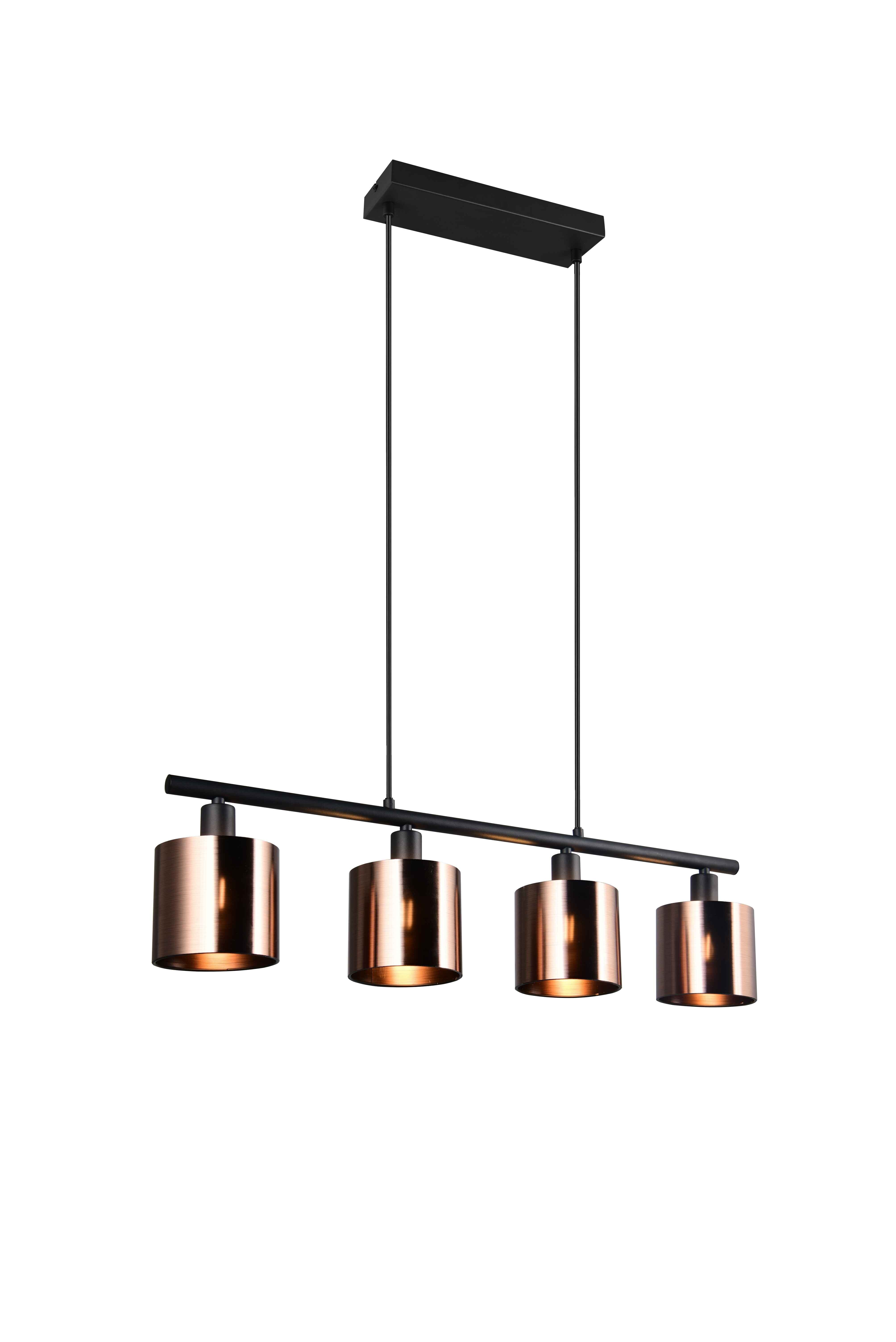 foto del prodotto lampada a sospensione 4 diffusori, metallo, nero e bronzo, l 75 cm, jason