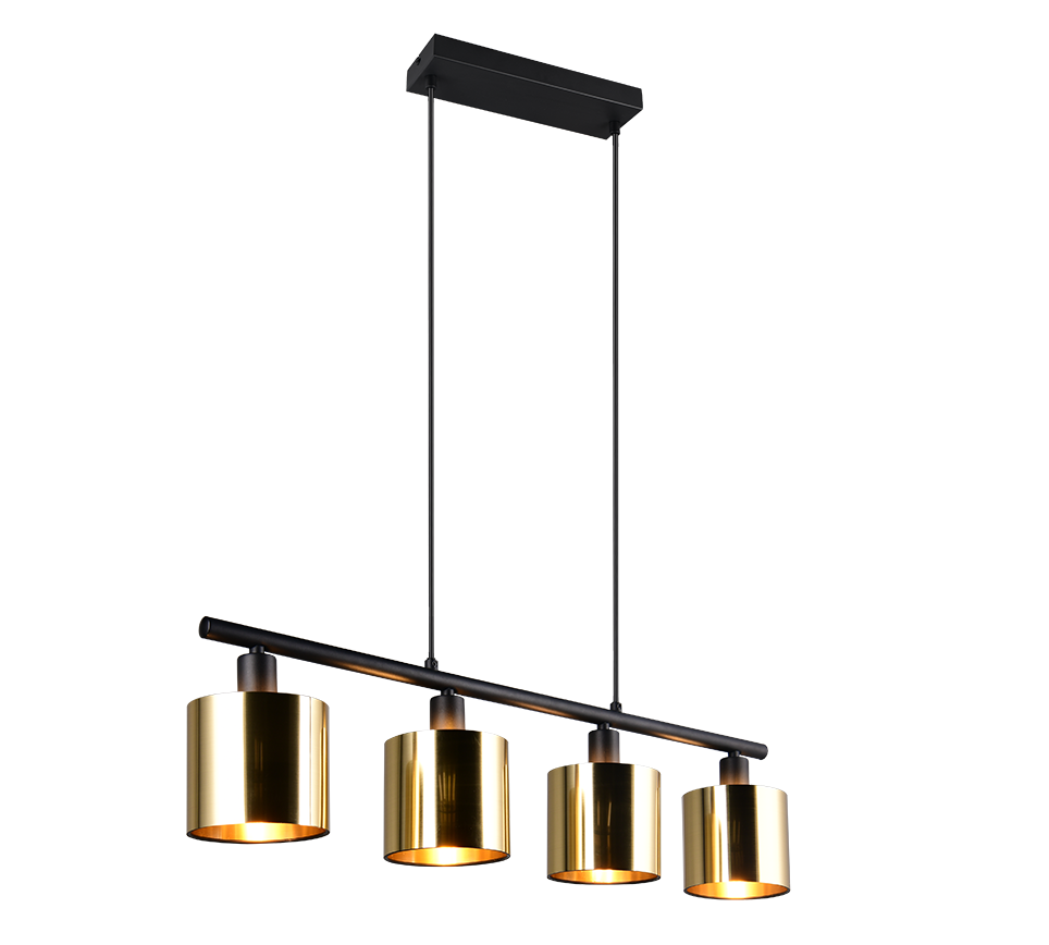 foto del prodotto lampada a sospensione 4 diffusori, metallo, nero e oro, l 75 cm, jason