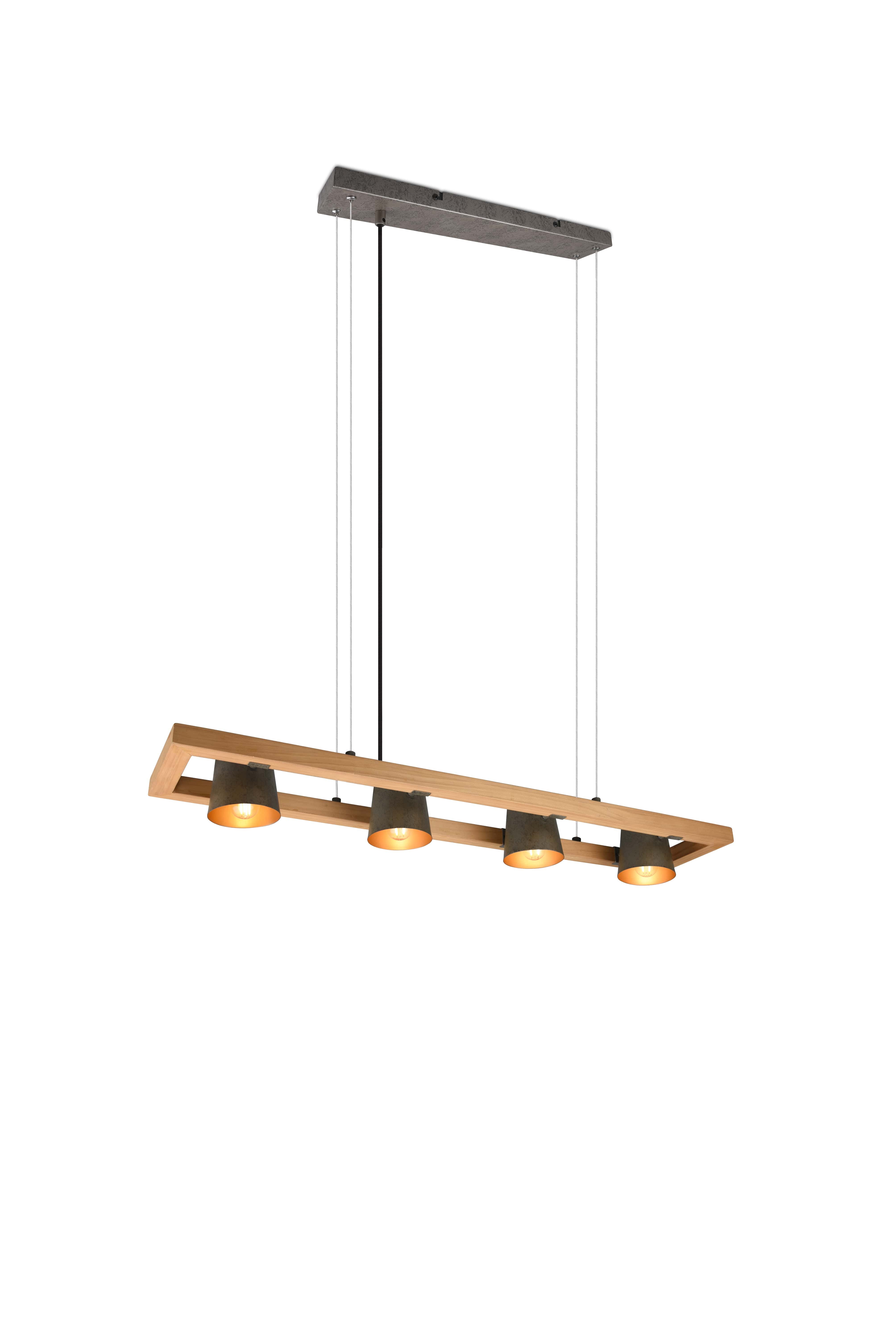 foto del prodotto lampada a sospensione 4 faretti, acciaio anticato e oro, l 100 cm, bell