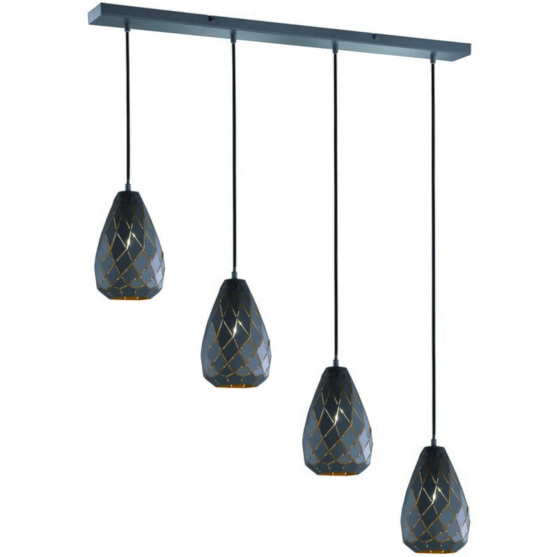 foto del prodotto lampada a sospensione 4 luci, metallo, antracite, l 90 cm, onyx