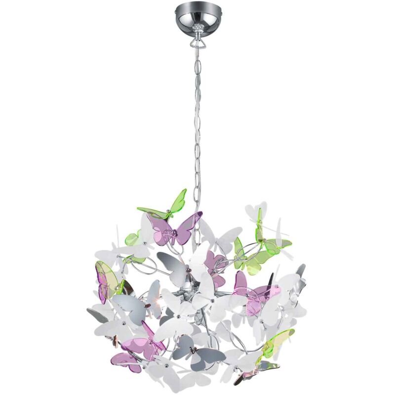 foto del prodotto lampada a sospensione 4 luci, metallo e acrilico, multicolor, d 50 cm, butterfly