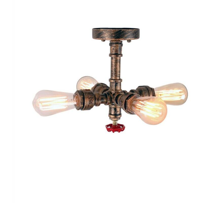 foto del prodotto lampada a sospensione, 4 luci tubo d acqua lampadario da soffitto in industriale stile, illuminazione edison e27 per cucina isaland camera da letto