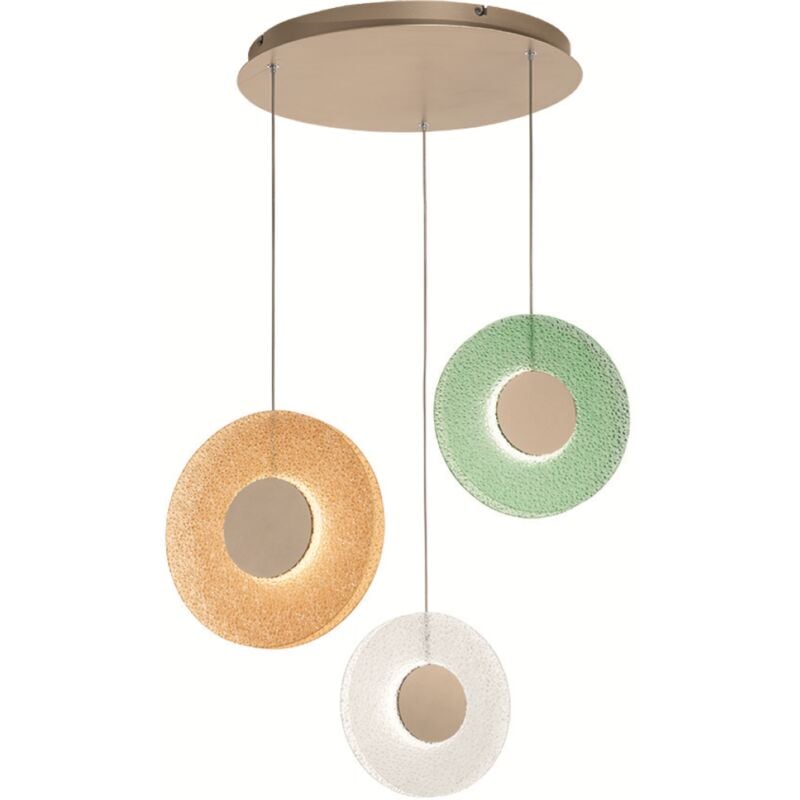 foto del prodotto lampada a sospensione 45 cm candy 3 luci in metallo e vetro graniglia multicolor