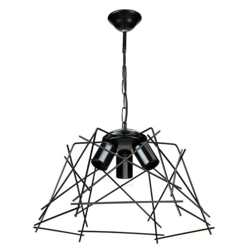 foto del prodotto lampada a sospensione 50h con 3 luci in metallo nero asimmetrico