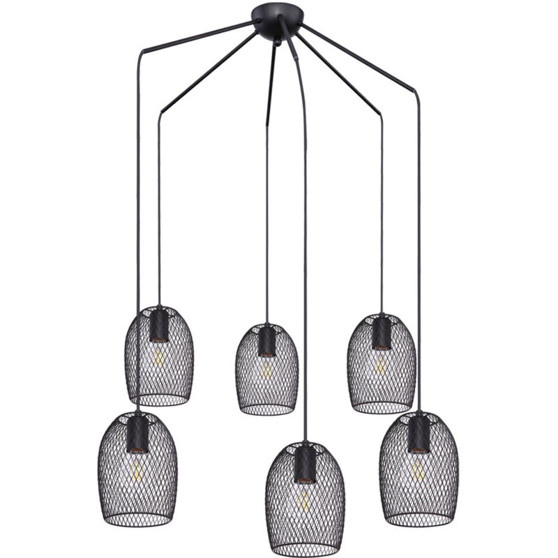 foto del prodotto lampada a sospensione, 6 fiamme, lampada da tavolo da pranzo, lampada a sospensione retr , soggiorno, industriale, metallo nero, 6 prese e27, pxh