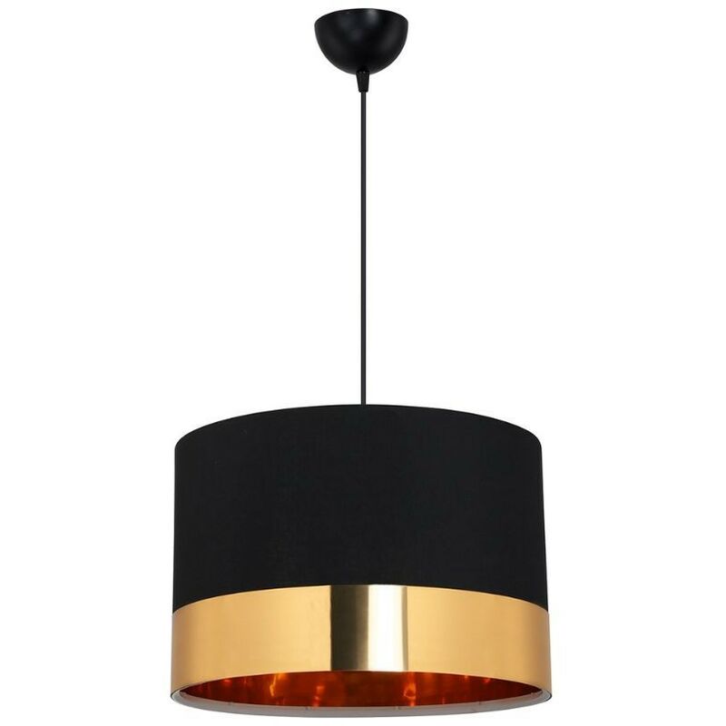 foto del prodotto lampada a sospensione 70h tessuto nero fascia oro alfina