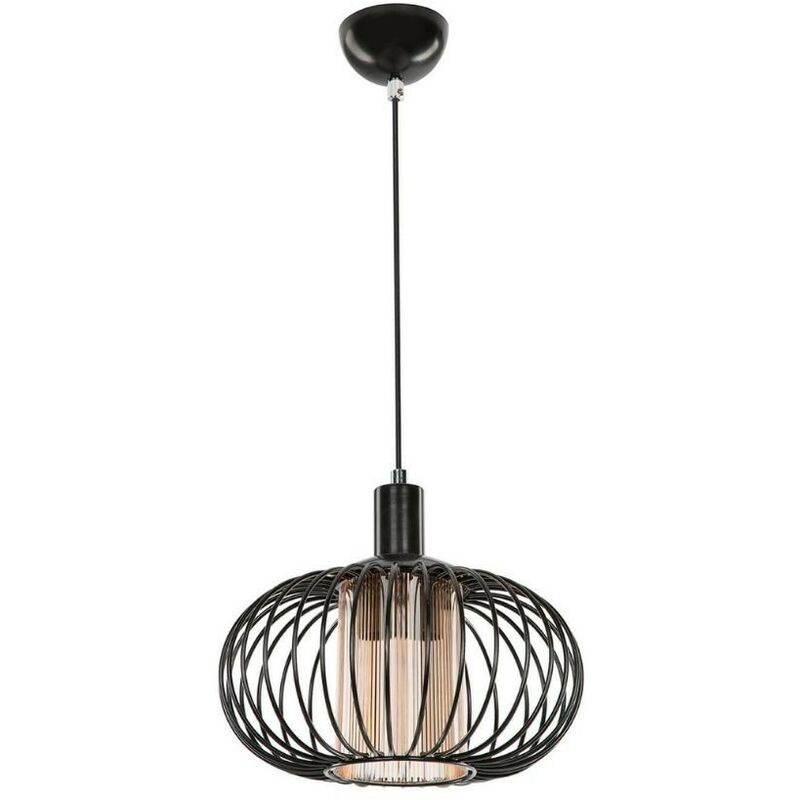 foto del prodotto lampada a sospensione 90h con struttura in ferro e diffusore in vetro