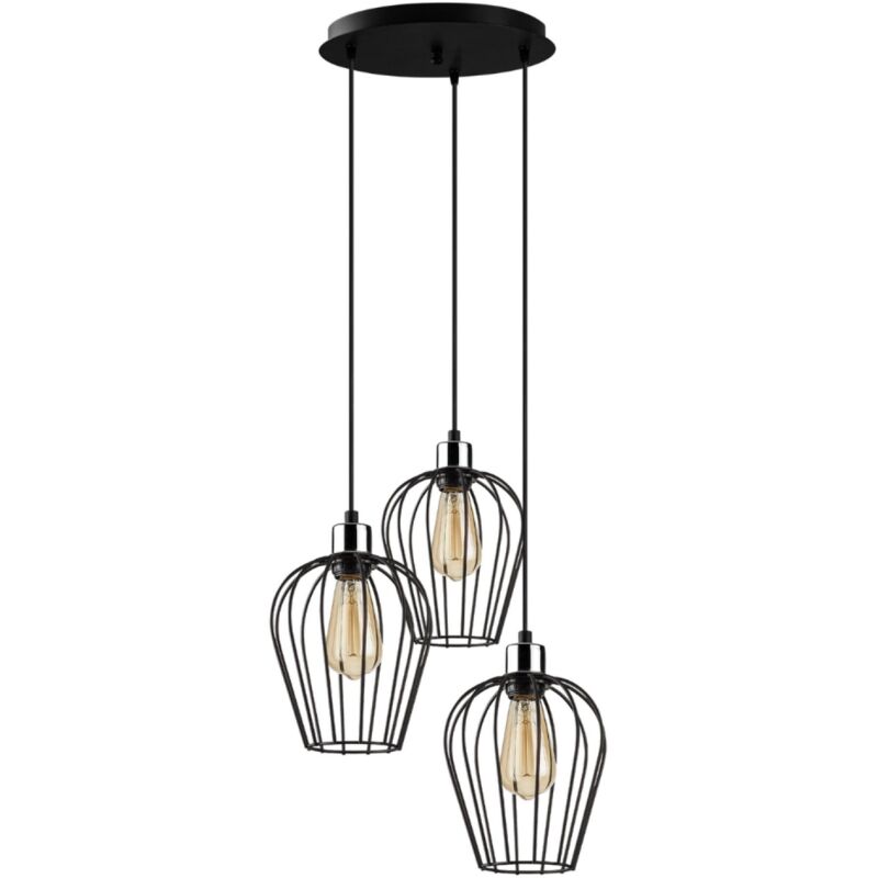 foto del prodotto lampada a sospensione a 3 luci in filo nero mia