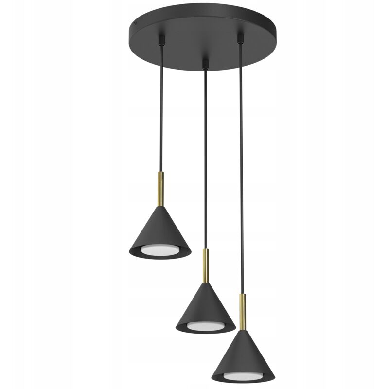 foto del prodotto lampada a sospensione a cono ewilight cone gx53 in oro nero su ruota sopra l isola del tavolo