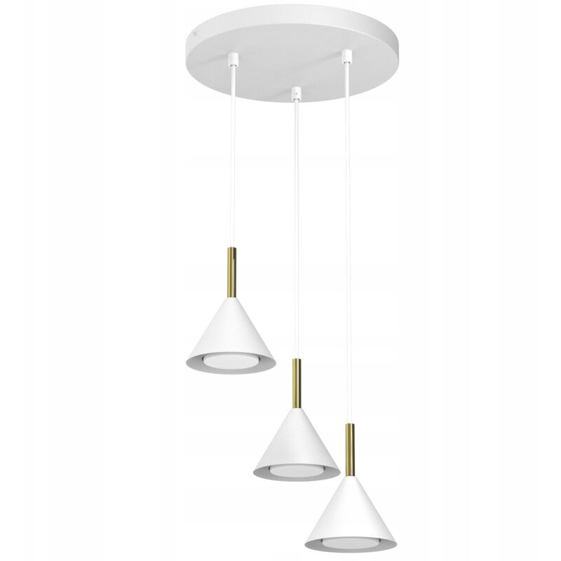 foto del prodotto lampada a sospensione a cono in oro bianco ewilight cone gx53 su ruota sopra l isola del tavolo