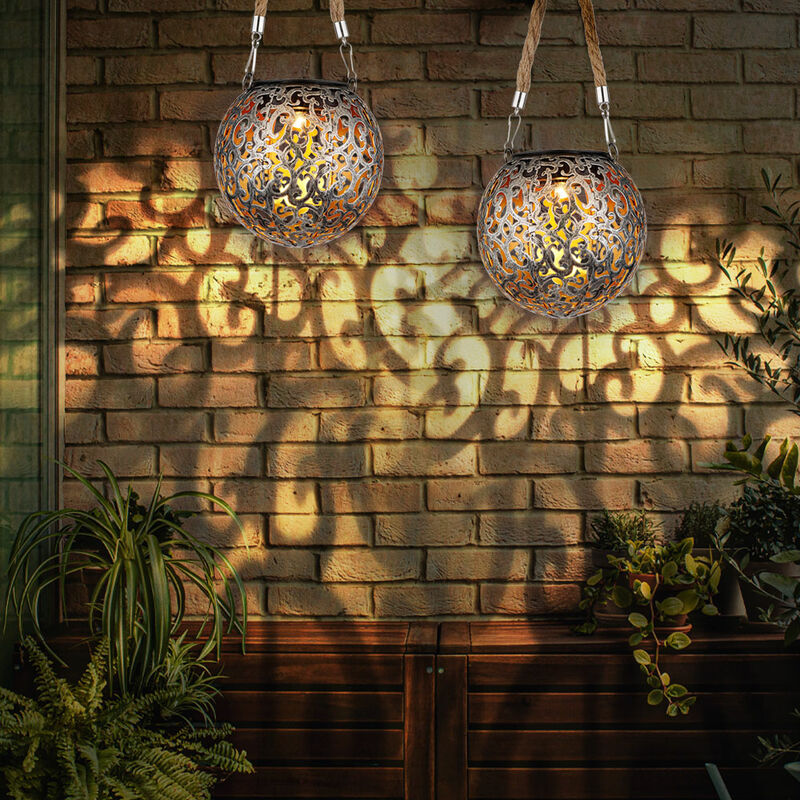 foto del prodotto lampada a sospensione a energia solare decorazione da giardino led da giardino lampada da tavolo rotonda da esterno lampada a sospensione con design