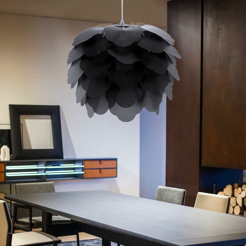 foto del prodotto lampada a sospensione a forma di fiore, lampada da soffitto, lampada a sospensione, antracite, in set con lampadine a led