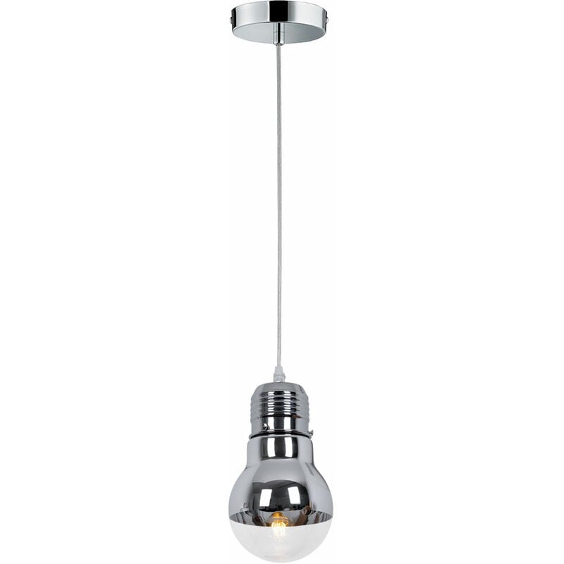 foto del prodotto lampada a sospensione a forma di lampadina in vetro lampada da sala da pranzo appesa retr lampadina a sospensione retro edison, color cromo, attacco