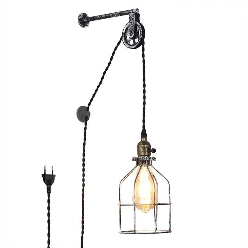 foto del prodotto lampada a sospensione a gabbia clockwell con spina e