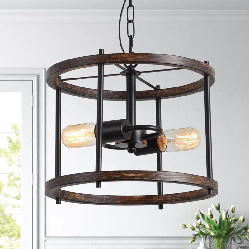 foto del prodotto lampada a sospensione a gabbia in stile rustico lampada a sospensione ad appendere alta regolabile per fienile foyer corridoio tromba delle scale