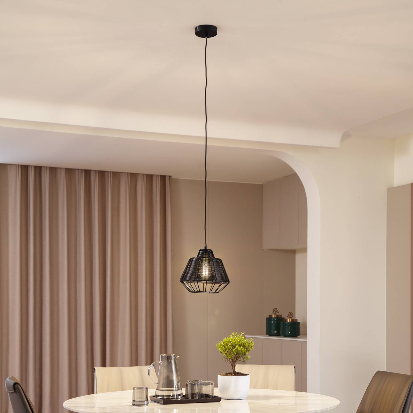 foto del prodotto lampada a sospensione a gabbia lucande tinko, nero, 25 cm