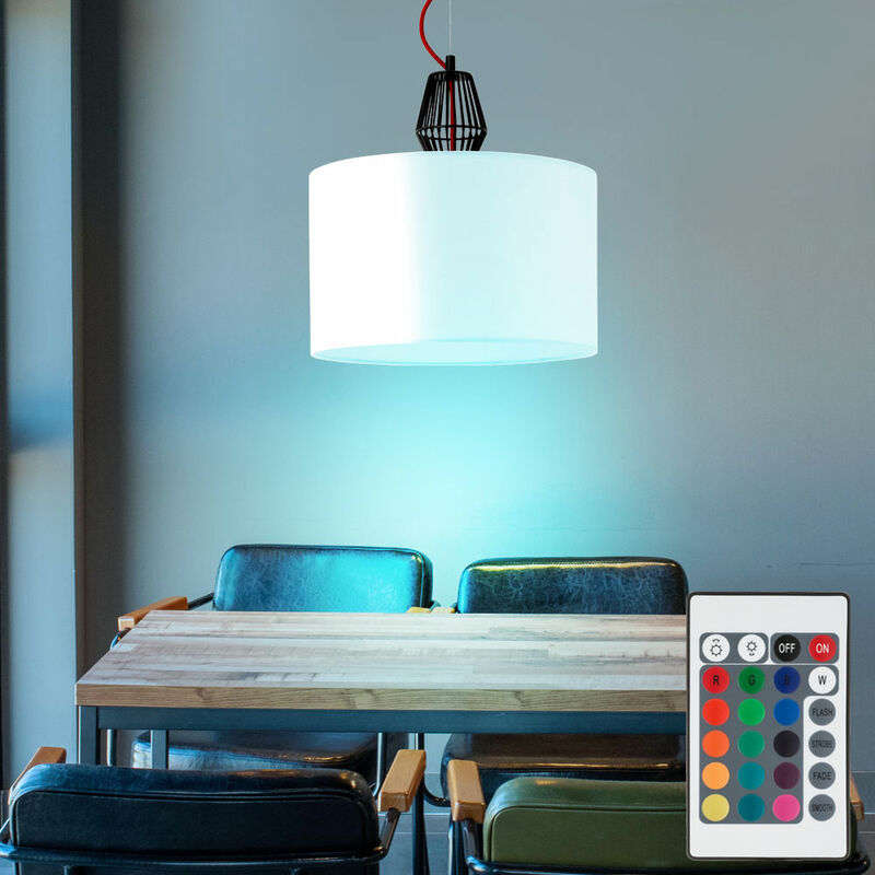 foto del prodotto lampada a sospensione a led dimmerabile con telecomando lampada da tavolo da pranzo lampada a sospensione in tessuto lampada da soggiorno, cambio